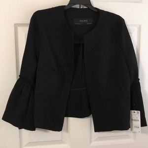 Zara black polyester jacket with bell sleeves L